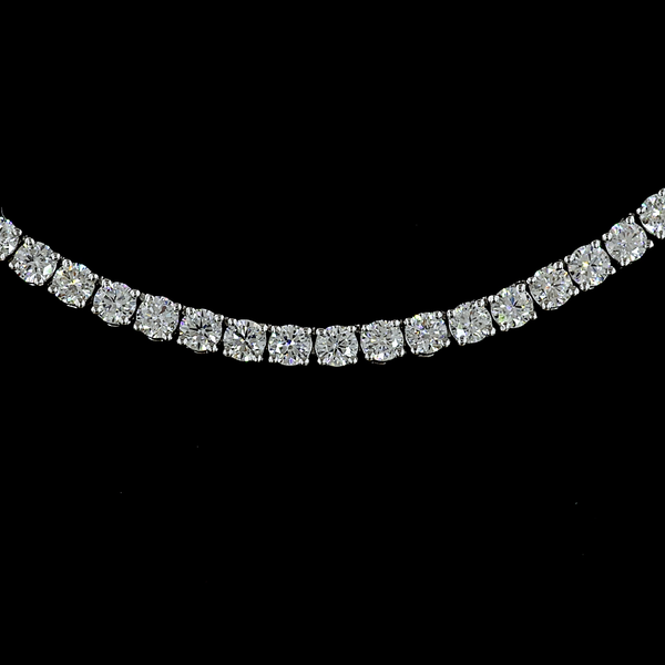 Lab-Grown 7 Carat Round E-VS Diamond 14K White Gold Tennis Necklace