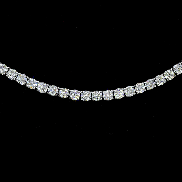Lab-Grown 7.37 Carat Round E-VS1 Diamond 14K White Gold Tennis Necklace