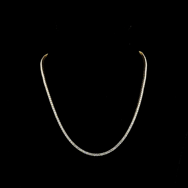 Lab-Grown 7.15 Carat Round E-VS1 Diamond 14K Yellow Gold Tennis Necklace