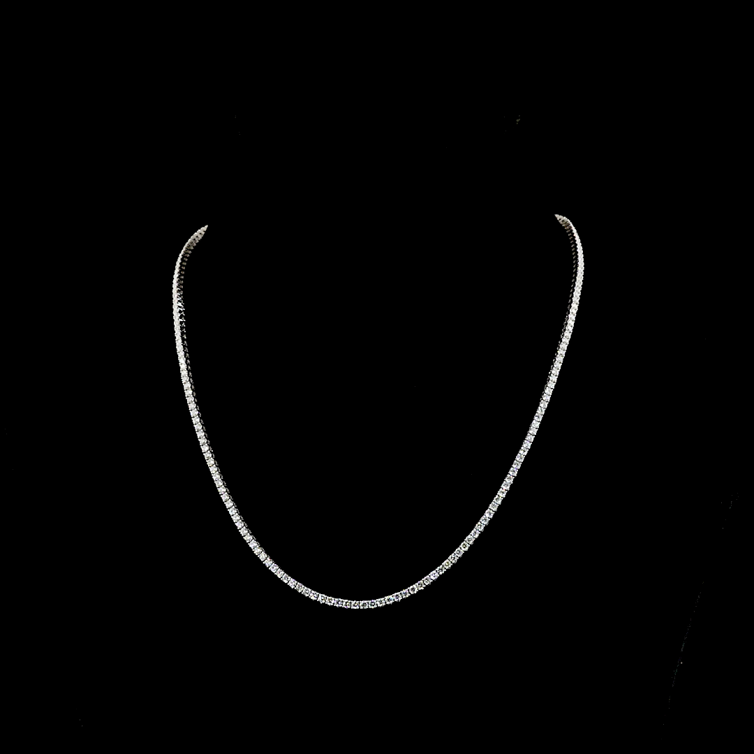 Lab-Grown 5.35 Carat Round E-VS1 Diamond 14K White Gold Tennis Necklace