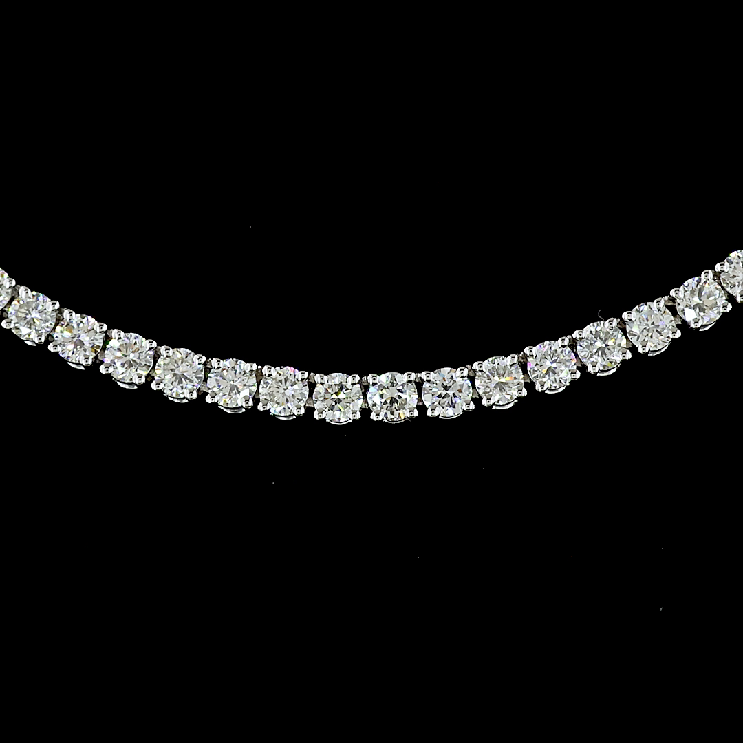 Lab-Grown 5.62 Carat Round F-VS2 Diamond 14K White Gold Tennis Necklace