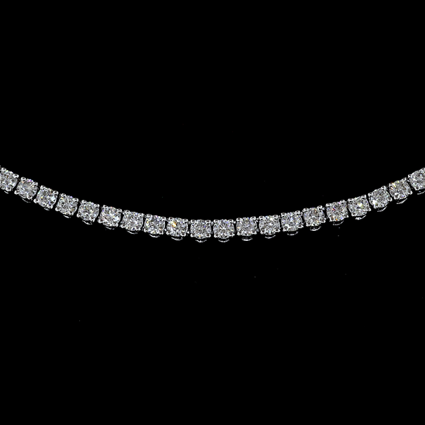 Lab-Grown 6.5 Carat Round F-VS2 Diamond 14K White Gold Tennis Necklace
