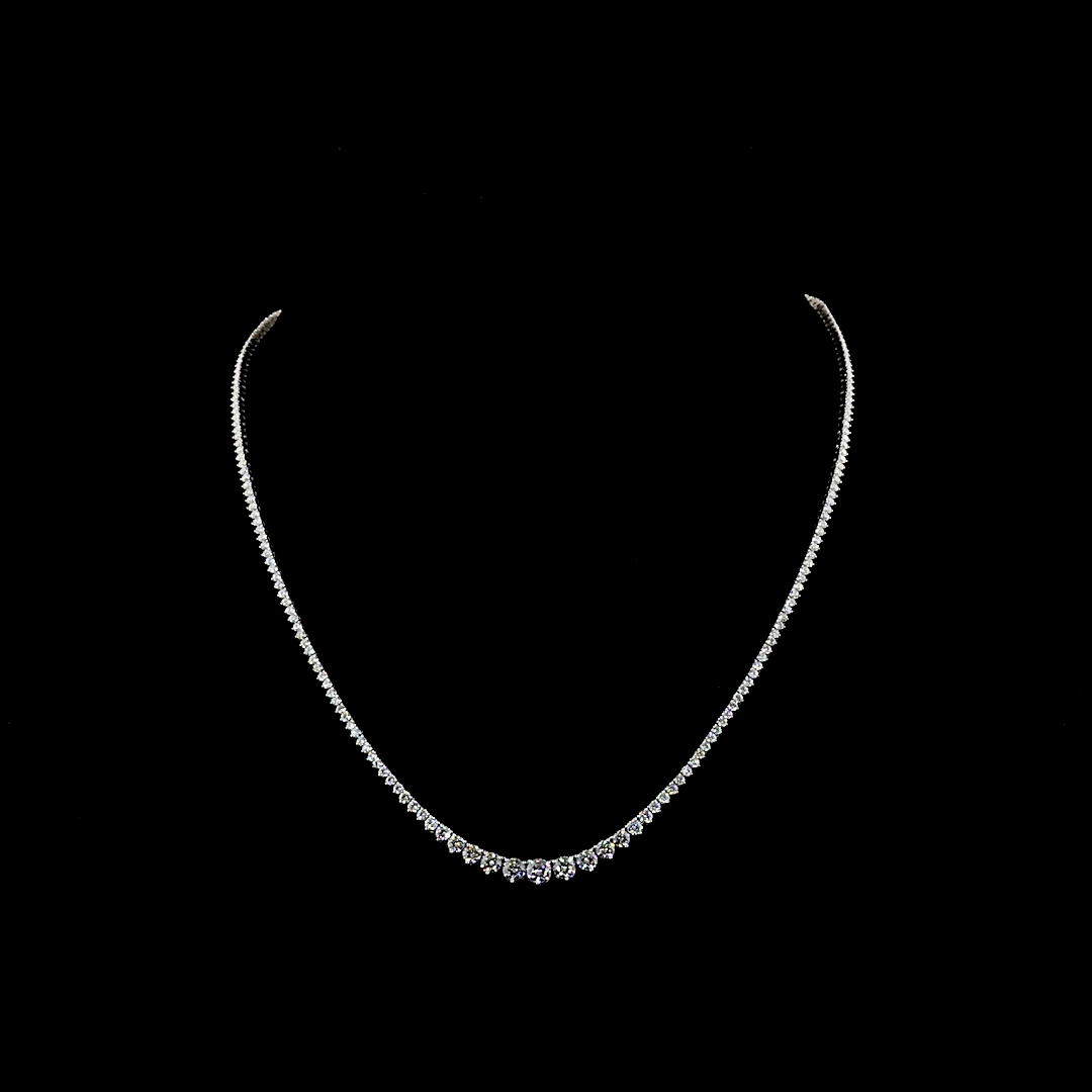 Lab-Grown 5.07 Carat Round E-VS Diamond 14K White Gold Riviera Necklace