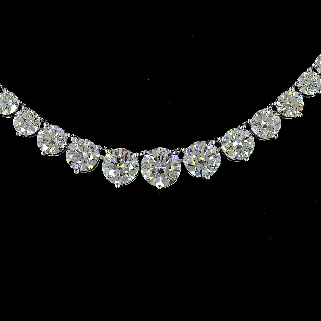 Lab-Grown 5.07 Carat Round E-VS Diamond 14K White Gold Riviera Necklace