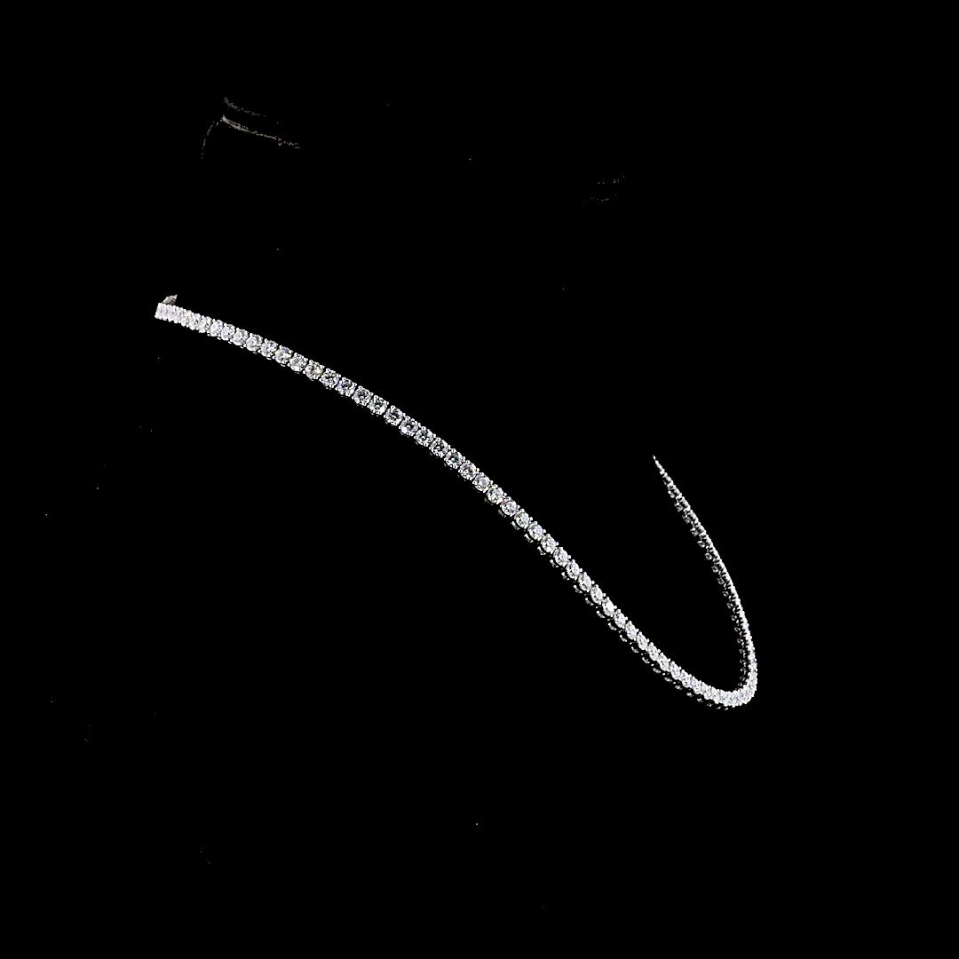 Lab-Grown 12.02 Carat Round F-VS1 Diamond 14K White Gold Tennis Necklace