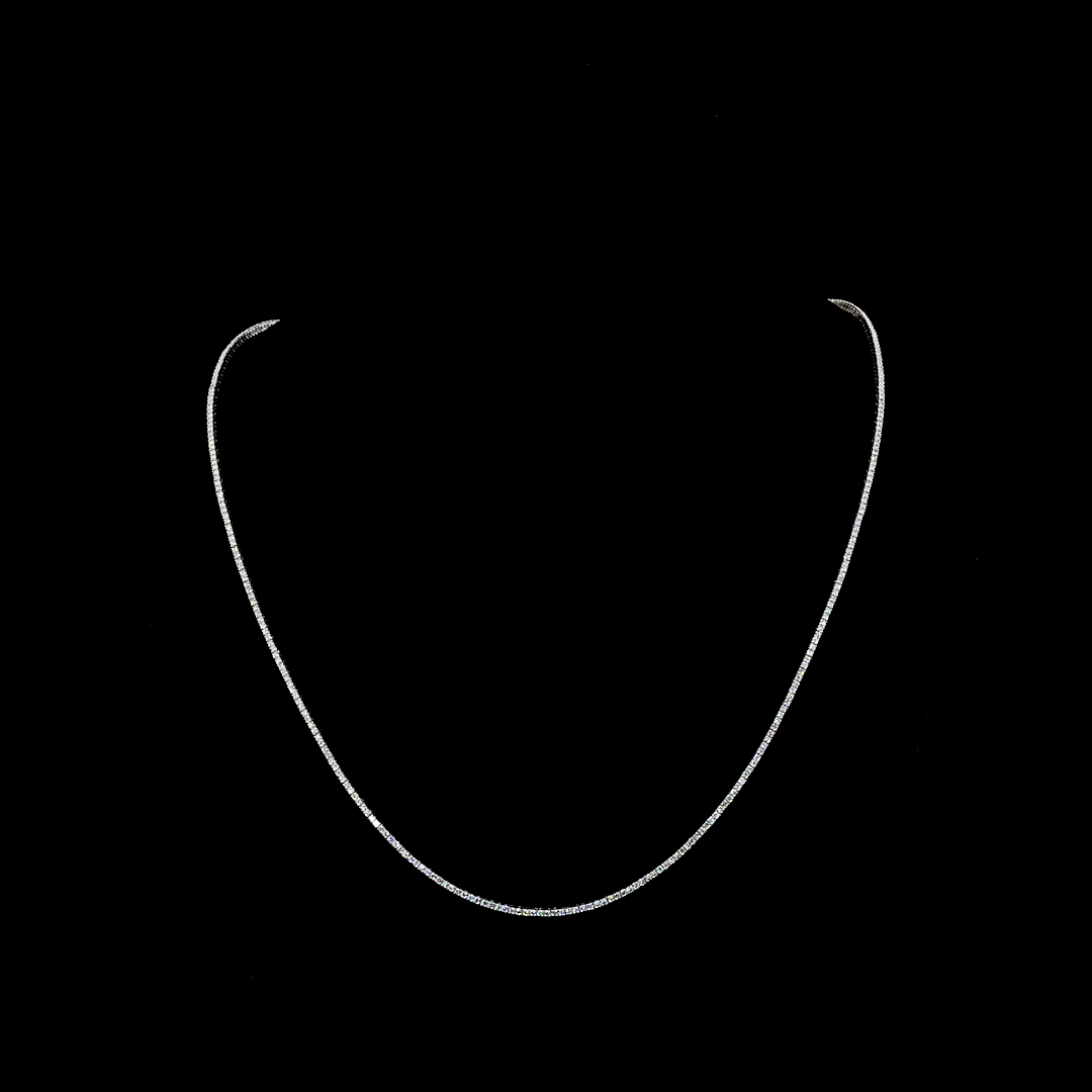 Lab-Grown 3.54 Carat Round E-VS Diamond 14K White Gold Tennis Necklace