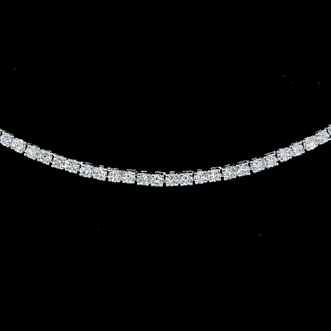 Lab-Grown 3.54 Carat Round E-VS Diamond 14K White Gold Tennis Necklace