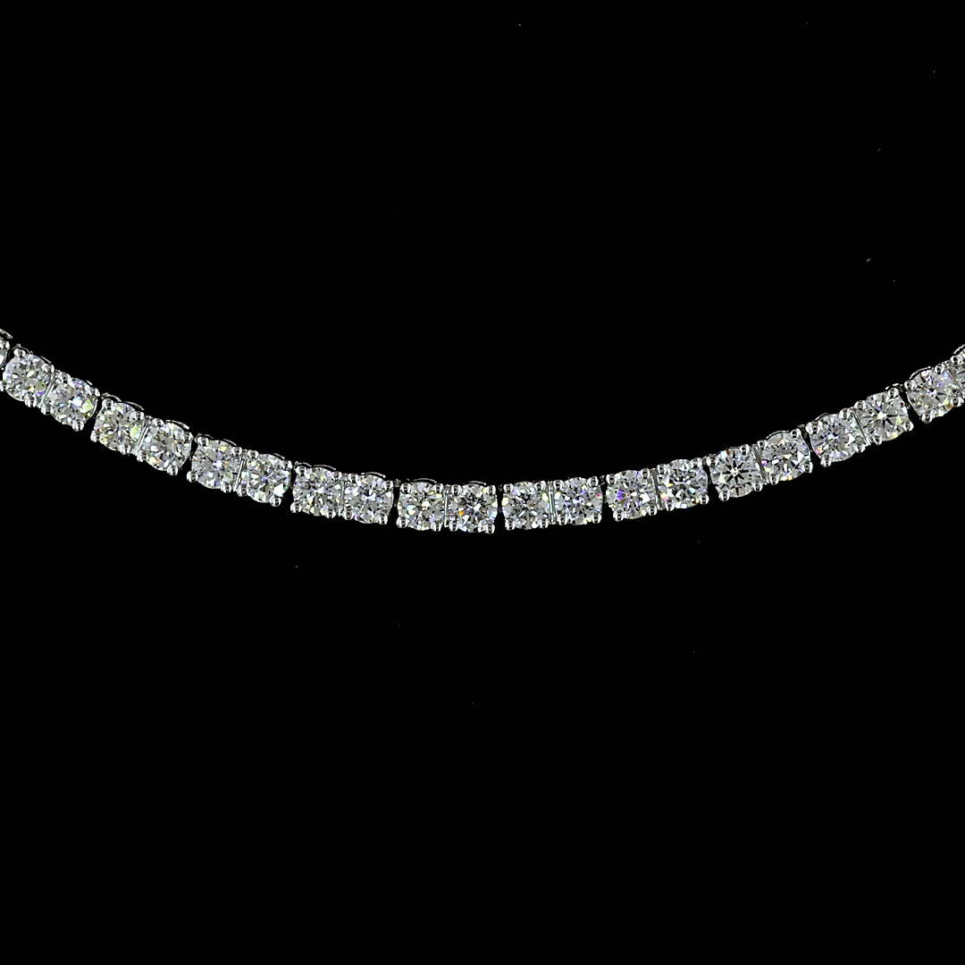 Lab-Grown 5.89 Carat Round E-VS Diamond 14K White Gold Tennis Necklace