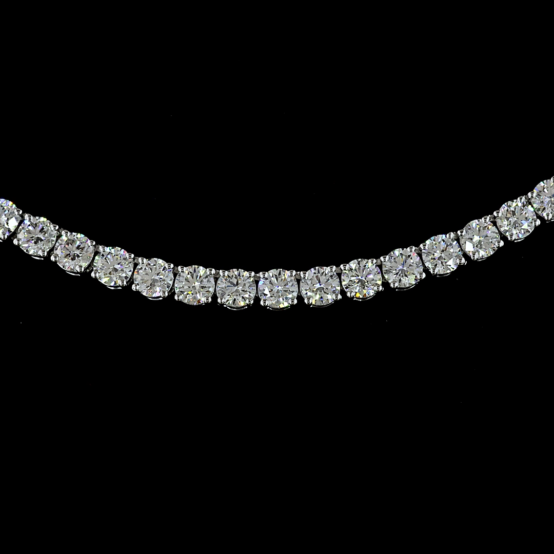 Lab-Grown 10.31 Carat Round E-VS Diamond 14K White Gold Tennis Necklace
