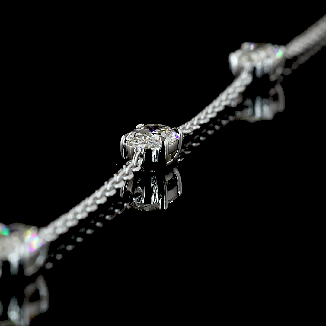 Lab-Grown 4.01 Carat MIX E-VS1 Diamond 14K White Gold Lariat Necklace
