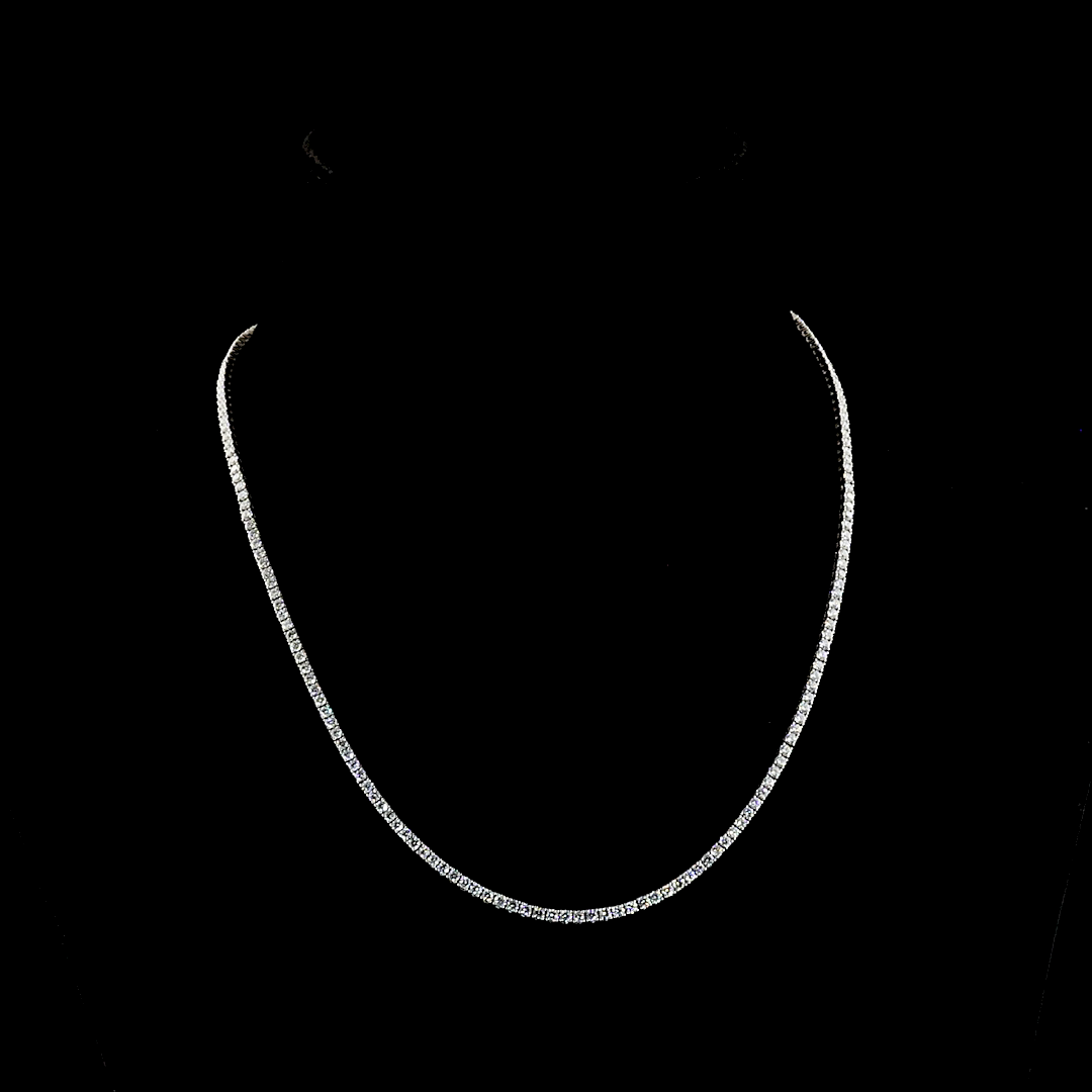 Lab-Grown 5.35 Carat Round G-H-SI Diamond Platinum Tennis Necklace