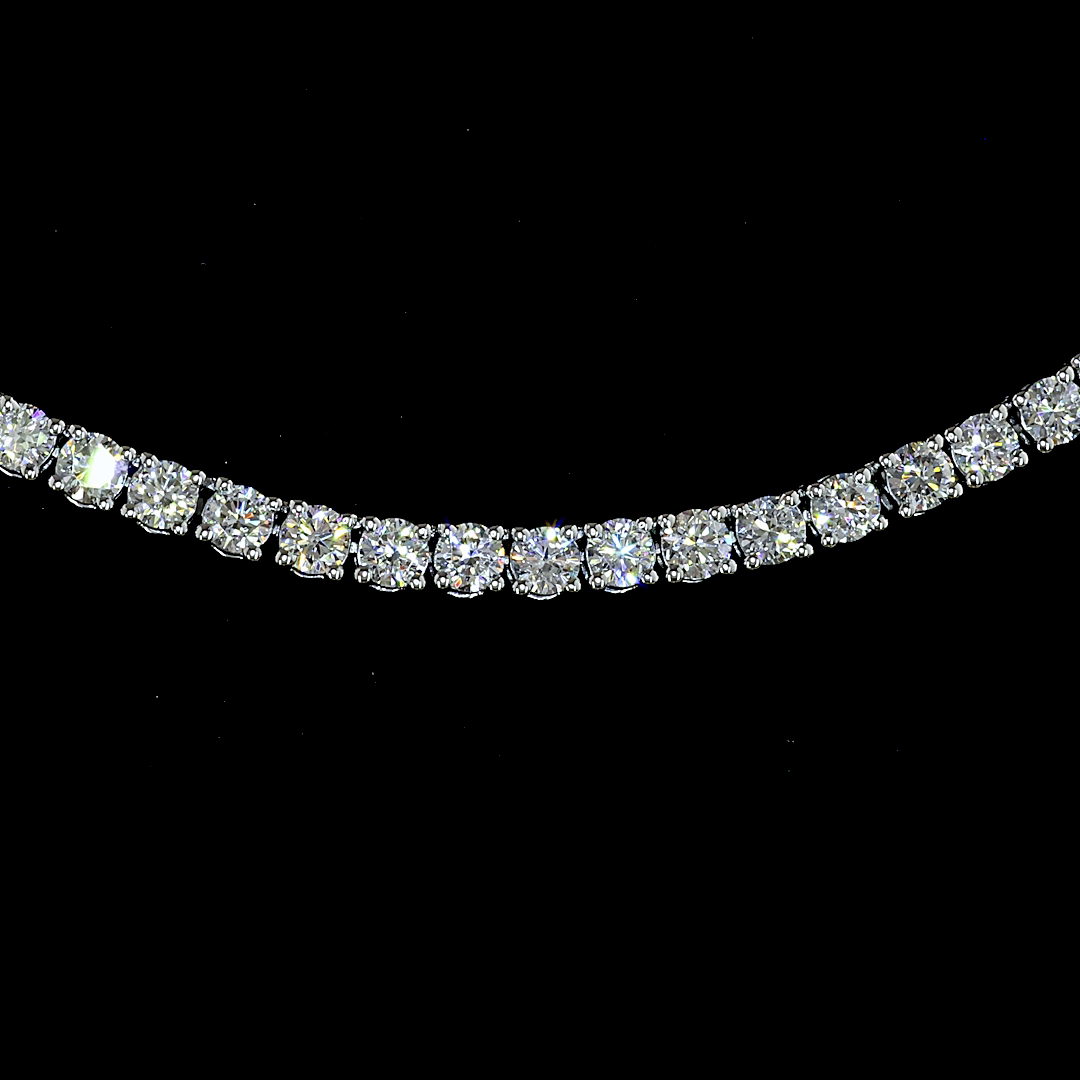 Lab-Grown 5.35 Carat Round G-H-SI Diamond Platinum Tennis Necklace