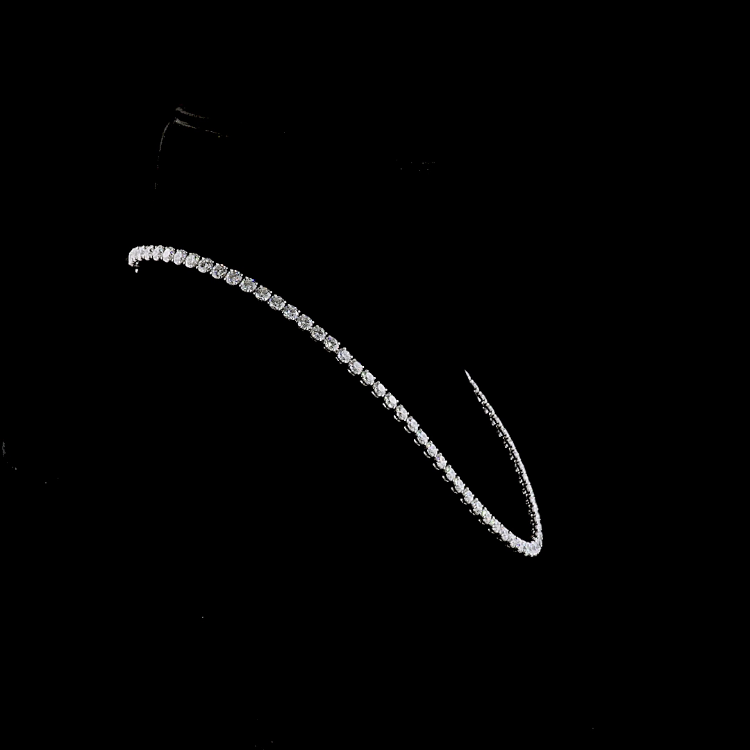 Lab-Grown 28.33 Carat Round E-F-VS1 Diamond Platinum Tennis Necklace