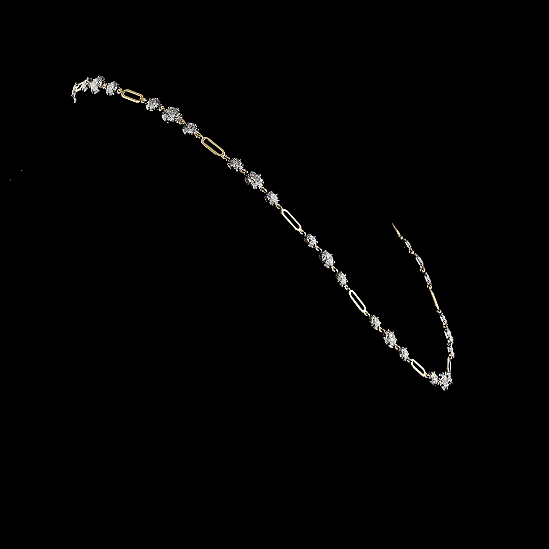Lab-Grown 10.78 Carat Round E-F-VS1 Diamond 14K Yellow Gold Station Necklace