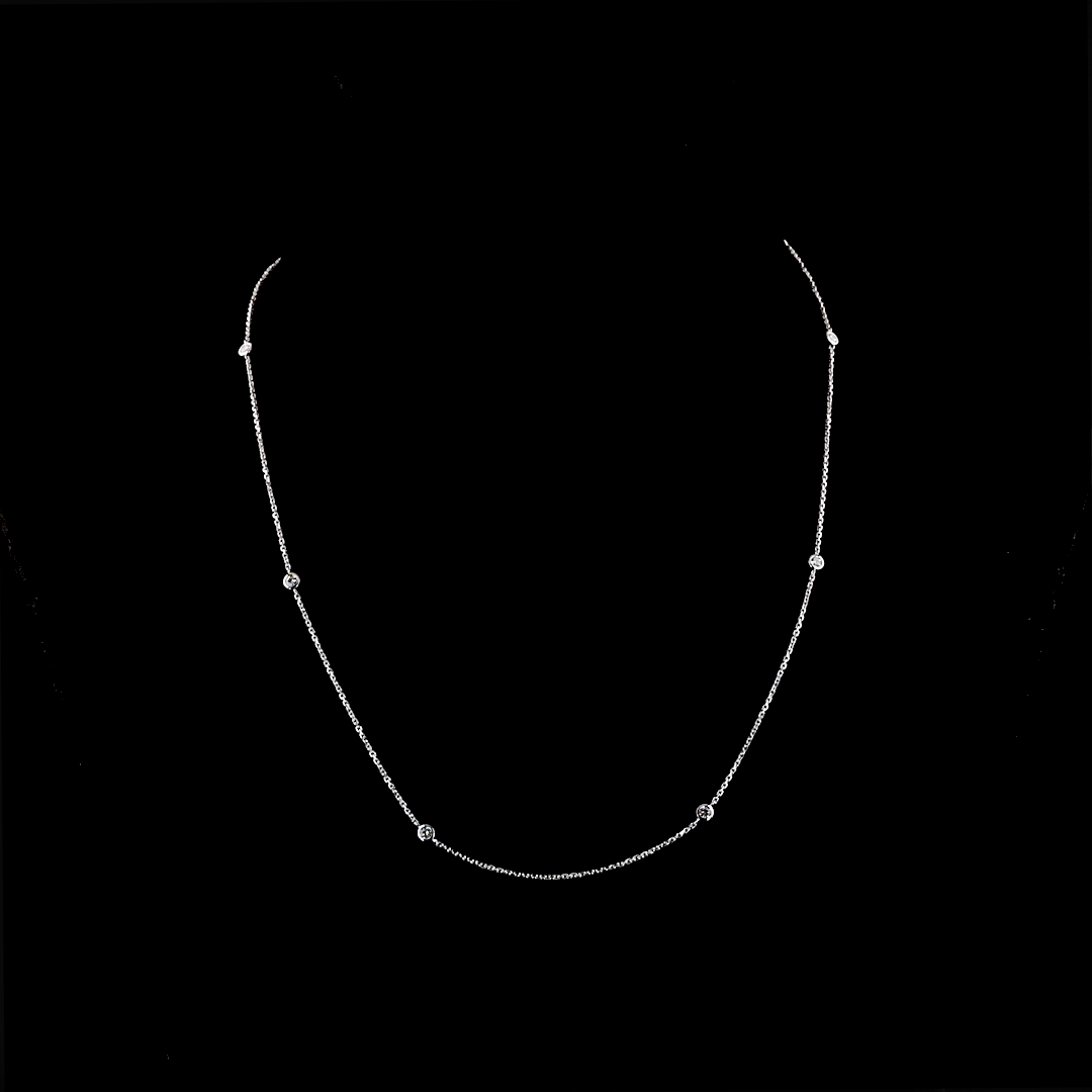 Lab-Grown 0.27 Carat Round E-F-VS1 Diamond 14K White Gold Station Necklace