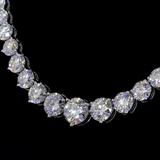 Lab-Grown 13.02 Carat Round E-VS1 Diamond 14K White Gold Riviera Necklace