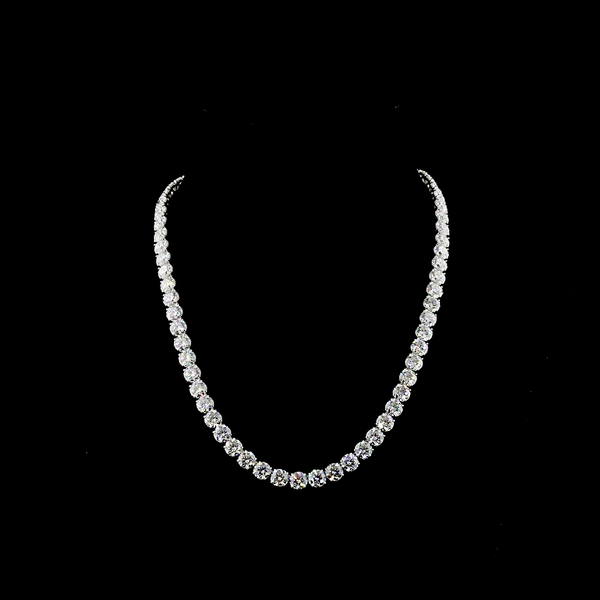 Lab-Grown 68.72 Carat Round E-VVS2 Diamond 14K White Gold Tennis Necklace