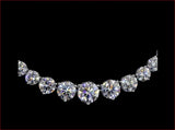 Lab-Grown 12.42 Carat Round D-VVS2 Diamond 14K White Gold Riviera Necklace