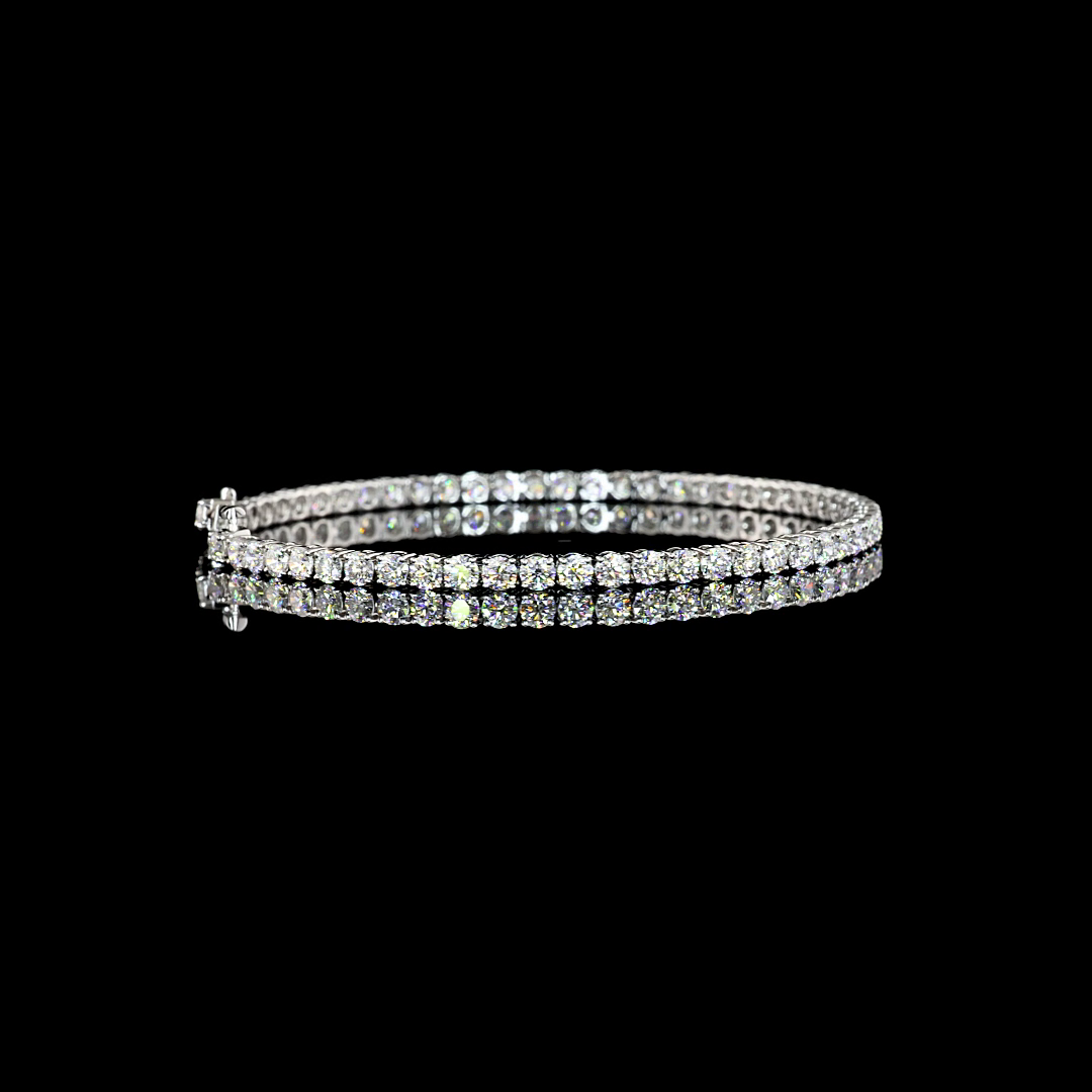 Lab-Grown 5.18 Carat Round E-VS Diamond 14K White Gold Tennis Bracelet