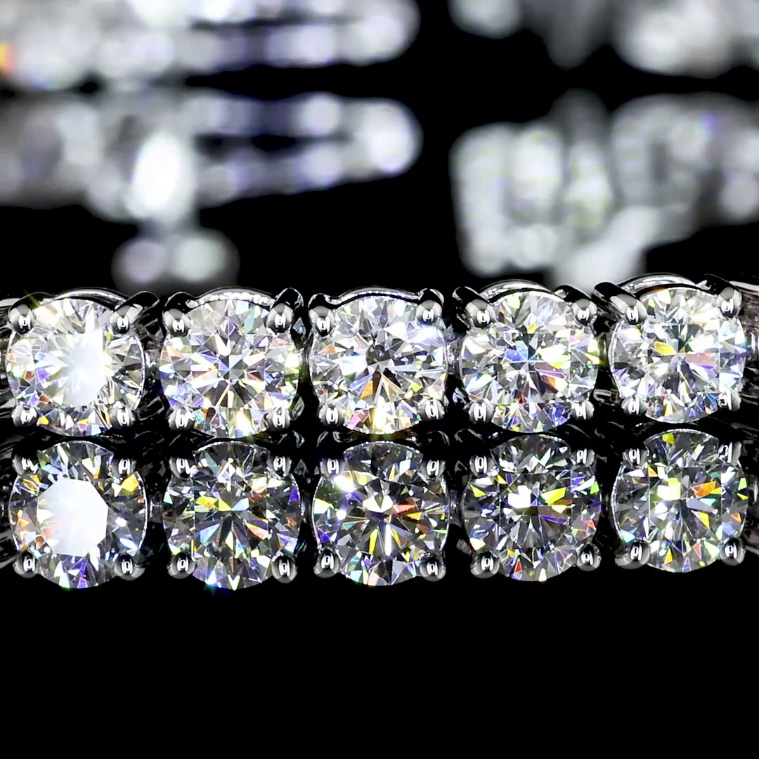 Lab-Grown 5.18 Carat Round E-VS Diamond 14K White Gold Tennis Bracelet