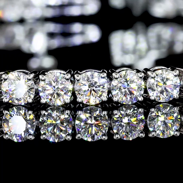 Lab-Grown 5.17 Carat Round E-VS Diamond 14K White Gold Tennis Bracelet
