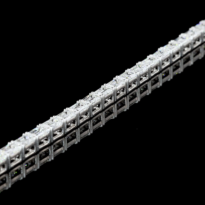 Lab-Grown 4.96 Carat Radiant E-VS Diamond 14K White Gold Tennis Bracelet