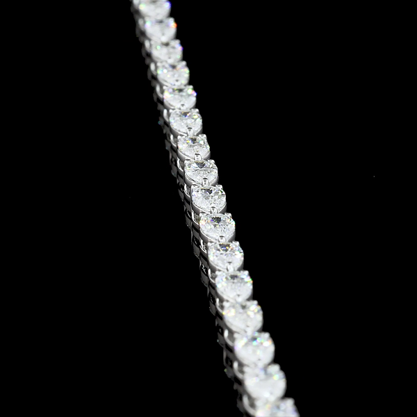 Lab-Grown 4.16 Carat Pear E-VS Diamond 14K White Gold Tennis Bracelet