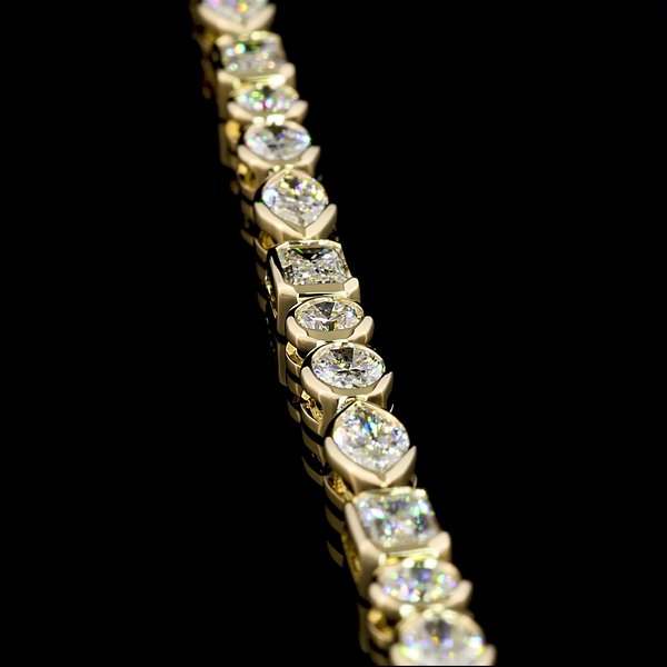 Lab-Grown 6.78 Carat MIX F-VS1 Diamond 14K Yellow Gold Tennis Bracelet