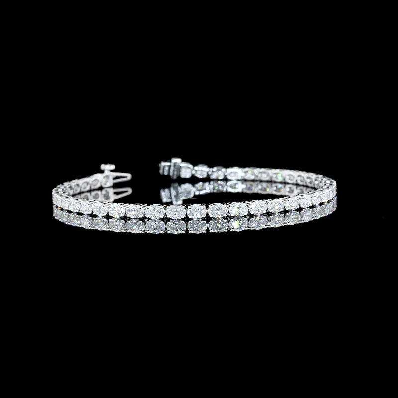 Lab-Grown 5.04 Carat Oval E-VS Diamond 14K White Gold Tennis Bracelet