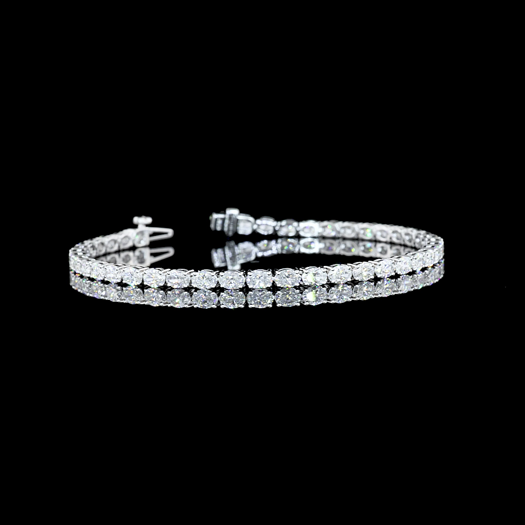 Lab-Grown 5.18 Carat Oval E-F-VS Diamond 14K White Gold Tennis Bracelet