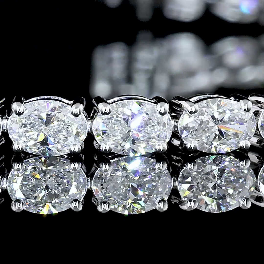 Lab-Grown 5.18 Carat Oval E-F-VS Diamond 14K White Gold Tennis Bracelet