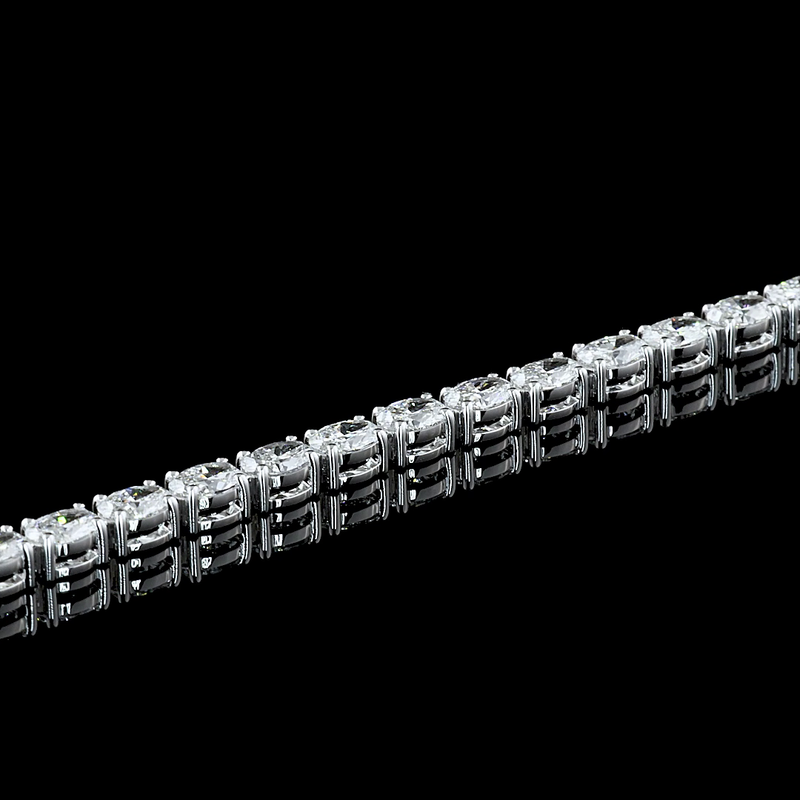 Lab-Grown 5.02 Carat Oval E-VS Diamond 14K White Gold Tennis Bracelet