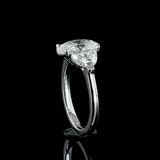 Lab-Grown 3.07 Carat Oval D-VS1 Diamond 14K White Gold 3 Stones Ring