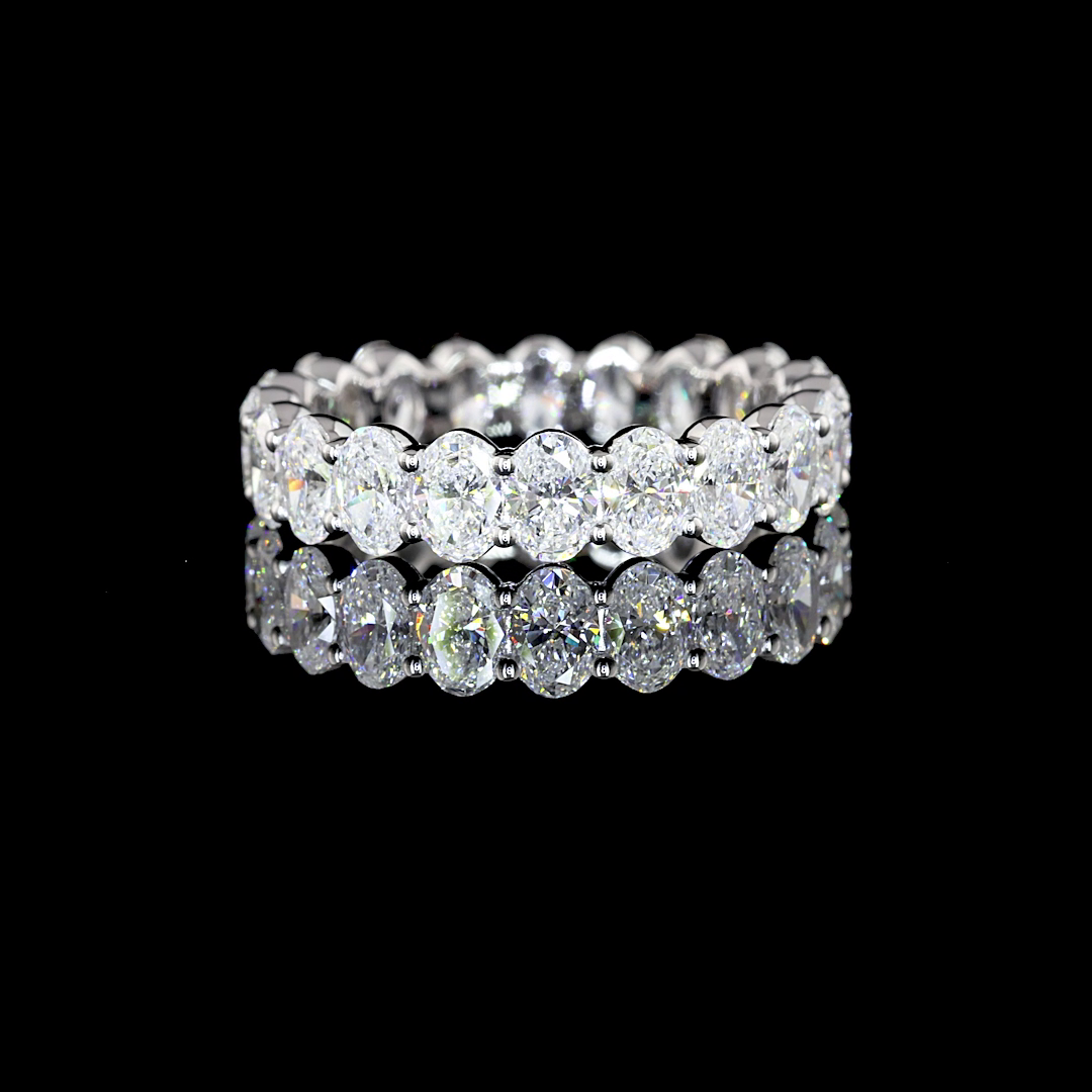 Lab-Grown 2.95 Carat Oval F-VS1 Diamond 14K WG Eternity Band Eternity Band Ring