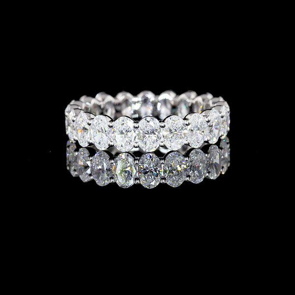 Lab-Grown 2.95 Carat Oval F-VS1 Diamond 14K WG Eternity Band Eternity Band Ring