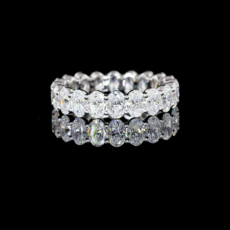 Lab-Grown 2.97 Carat Oval F-VS1 Diamond 14K White Gold Eternity Band Eternity Band