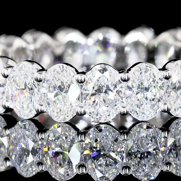 Lab-Grown 2.95 Carat Oval E-VS Diamond 14K White Gold Eternity Band Eternity Ban