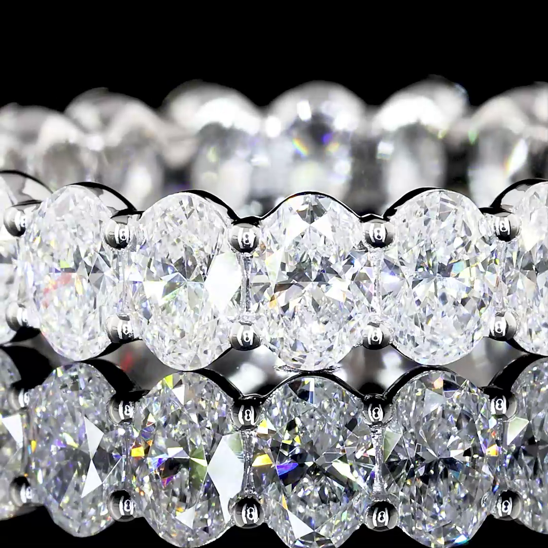 Lab-Grown 2.95 Carat Oval F-VS2 Diamond 14K White Gold Eternity Band Eternity Band