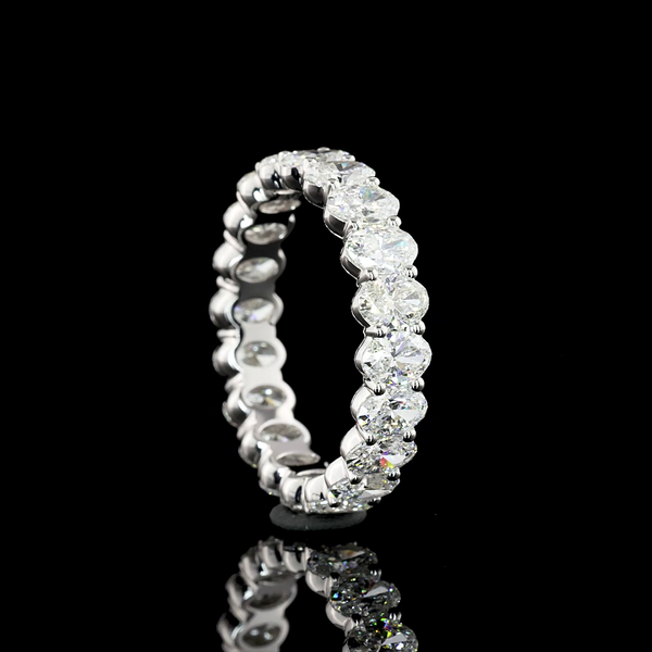 Lab-Grown 2.95 Carat Oval E-VS Diamond 14K White Gold Eternity Band Eternity Ban