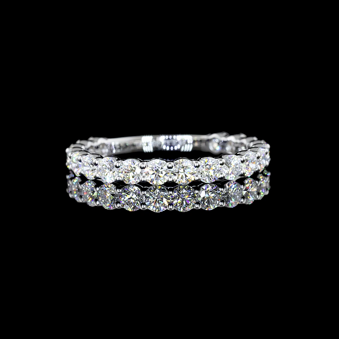 Lab-Grown 1.01 Carat Round E-VS1 Diamond 14K White Gold 3/4 Band Eternity Band