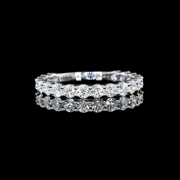 Lab-Grown 1.01 Carat Round E-VS1 Diamond 14K White Gold 3/4 Band Eternity Band