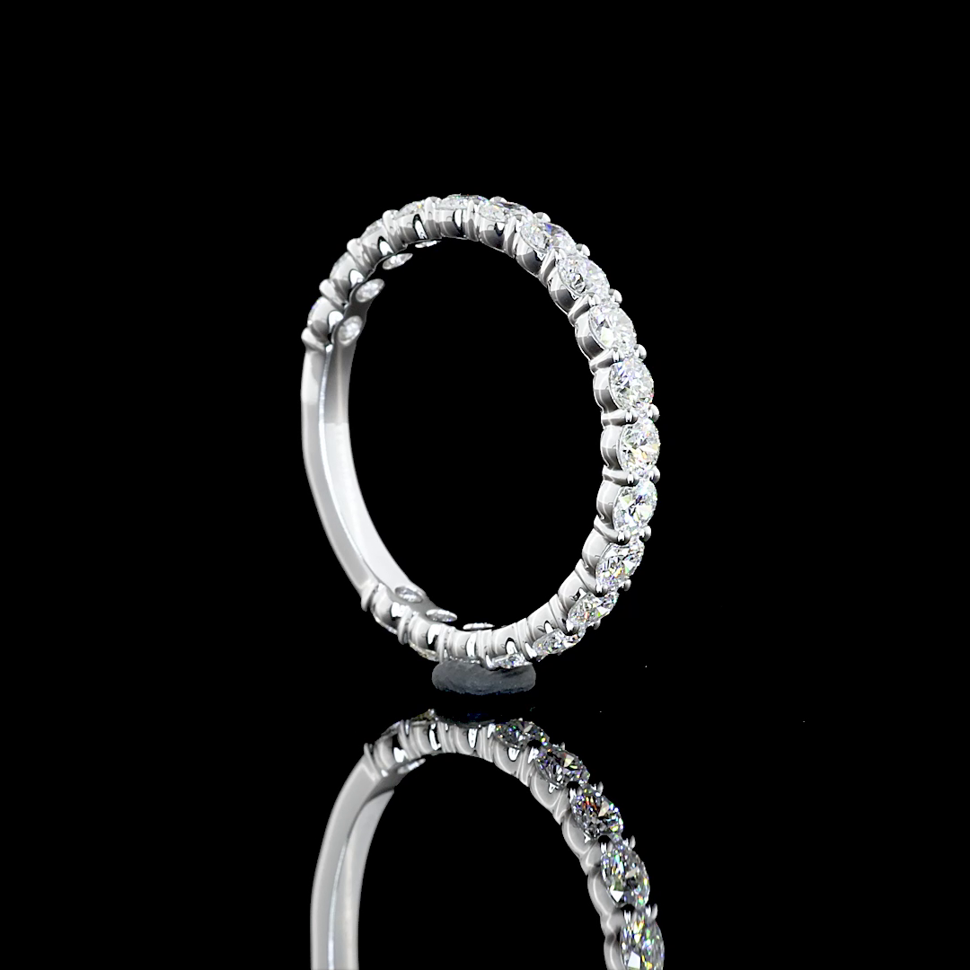 Lab-Grown 1.02 Carat Round E-VS1 Diamond 14K White Gold 3/4 Band Eternity Band