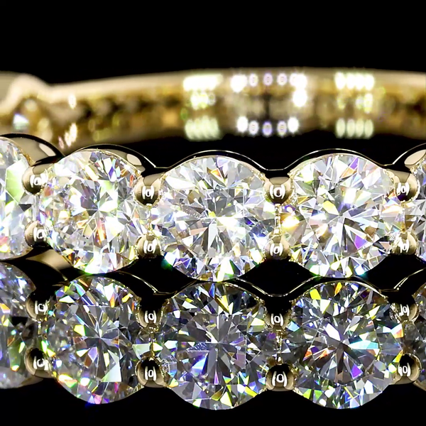 Lab-Grown 1.95 Carat Round E-VS1 Diamond 14K Yellow Gold 3/4 Band Eternity Band