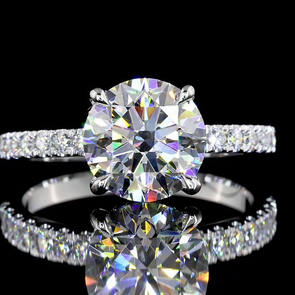 Lab-Grown 2.33 Carat Round D-VVS2 Diamond 14K White Gold Hidden Halo Ring