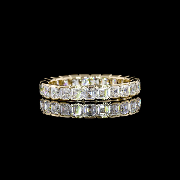 Lab-Grown 2.07 Carat Asscher E-VS1 Diamond 14K Yellow Gold Eternity Band Eternity Band