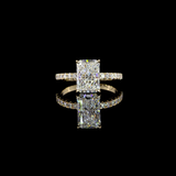 Lab-Grown 2.34 Carat Radiant D-VS1 Diamond 14K Yellow Gold Hidden Halo Ring