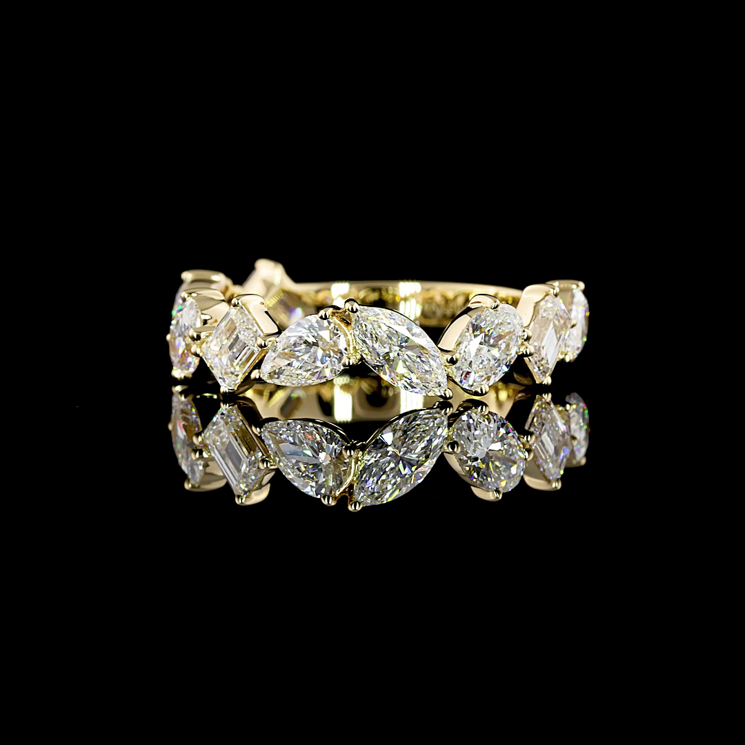 Lab-Grown 2.09 Carat MIX E-VS1 Diamond 14K Yellow Gold 3/4 Band Eternity Band