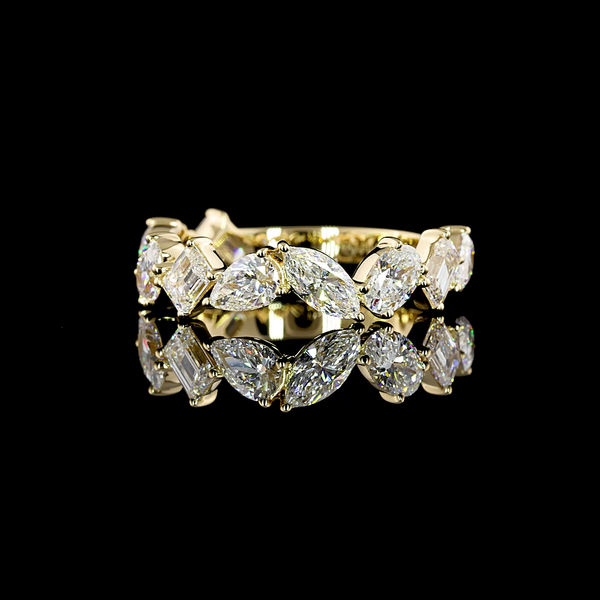 Lab-Grown 2.09 Carat MIX E-VS1 Diamond 14K Yellow Gold 3/4 Band Eternity Band
