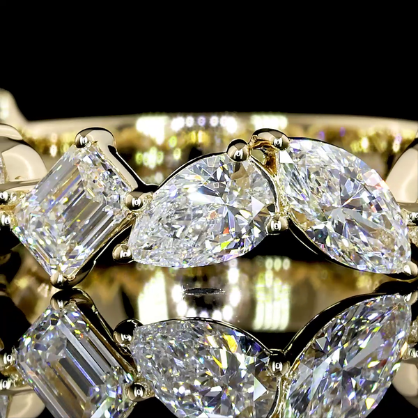 Lab-Grown 2.09 Carat MIX E-VS1 Diamond 14K Yellow Gold 3/4 Band Eternity Band