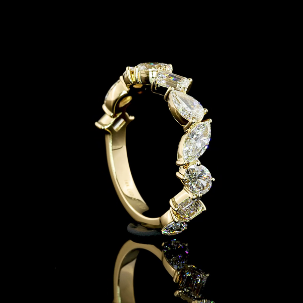 Lab-Grown 2.13 Carat MIX F-VS1 Diamond 14K Yellow Gold 3/4 Band Eternity Band